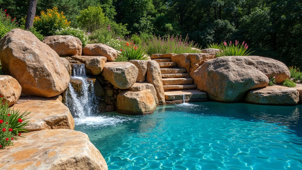 15 Bold Pool Landscaping With Boulders That Make a Statement transformative boulder landscape design