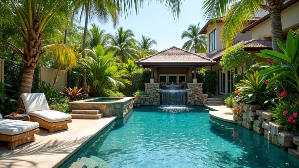 15 Stunning Pool Landscaping Backyard Looks You’ll Want to Copy tropical backyard oasis escape