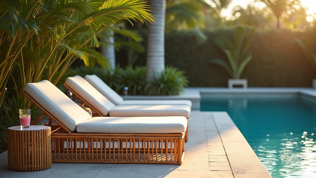 23 Cozy Pool Deck Decorating Ideas With Seating Areas for Relaxation tropical bamboo lounge elegance