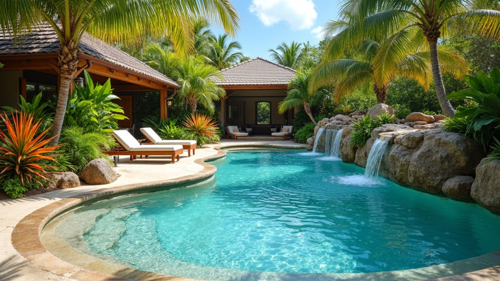 20 Pool Ideas With Zero Entry Designs for Effortless Access tropical beach entry paradise