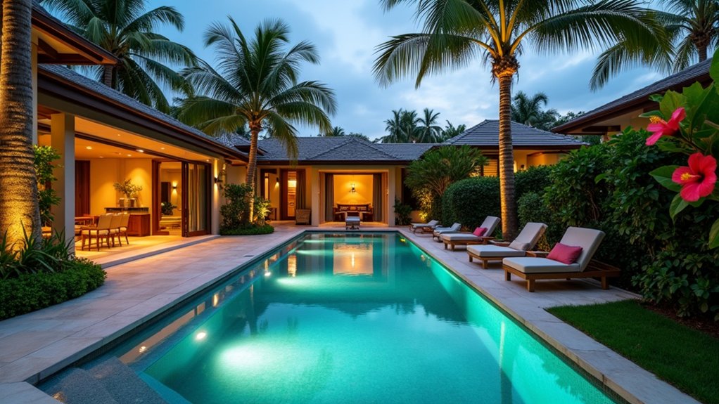 15 Sleek Lap Pool Design Ideas for Narrow Backyards tropical escape backyard oasis