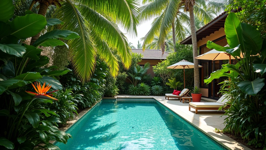 18 Lush Tropical Pool Landscaping Ideas for a Private Paradise tropical foliage pool retreat