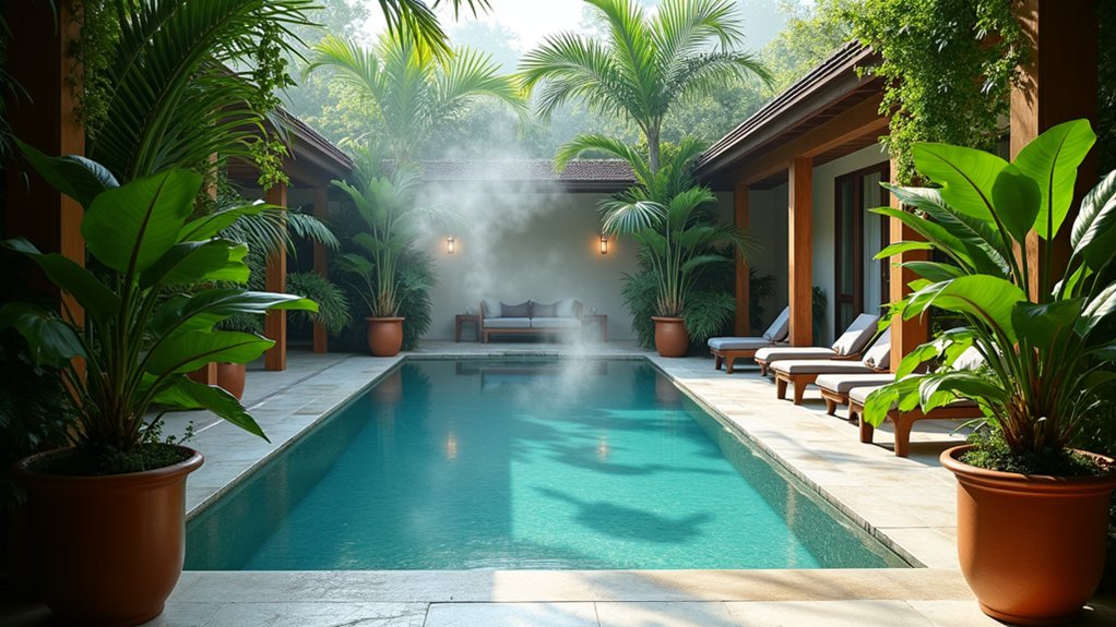 20 Indoor Pool Ideas That Bring the Spa Home tropical indoor pool oasis