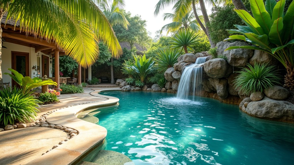 tropical lagoon backyard oasis