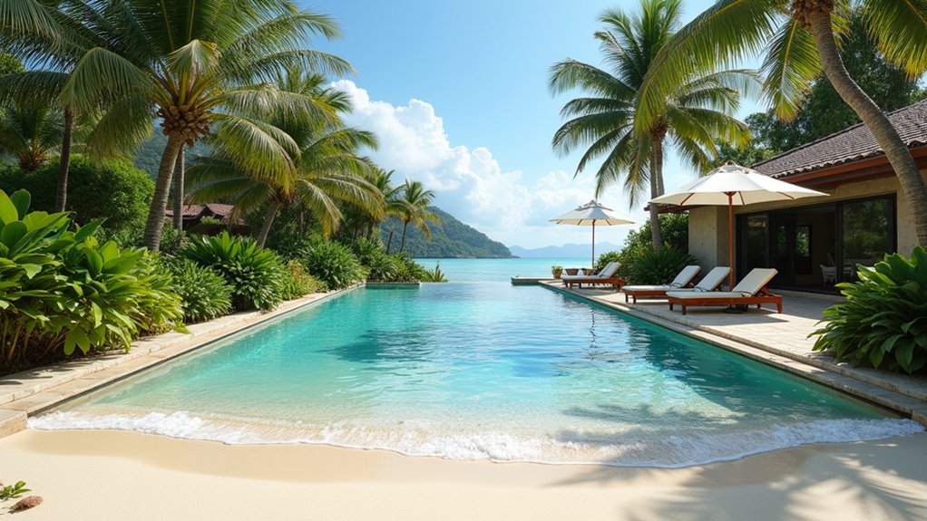 23 Tropical Pool Design Ideas to Escape to Island Vibes tropical natural sand entry