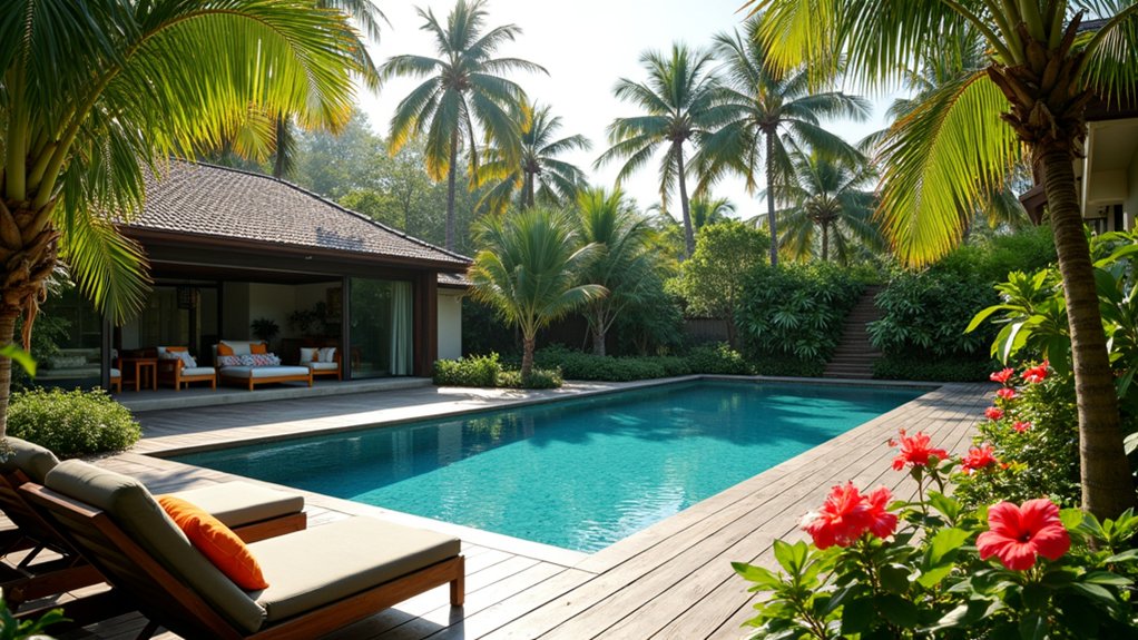 18 Stylish Above Ground Pool Landscaping Designs That Impress Instantly tropical oasis backyard retreat