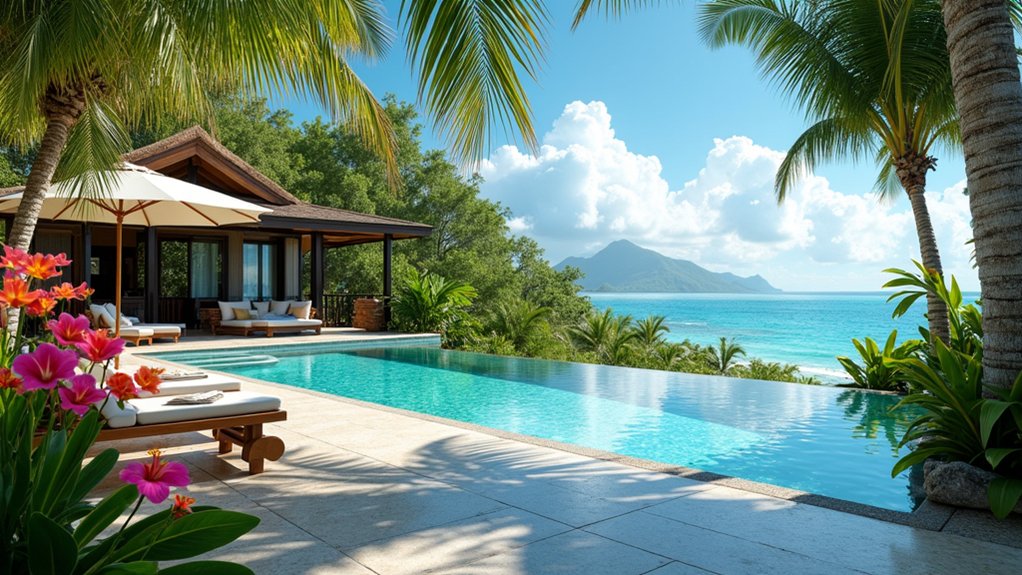 23 Creative Pool Landscaping Inspiration Ideas to Spark Your Vision tropical oasis by poolside