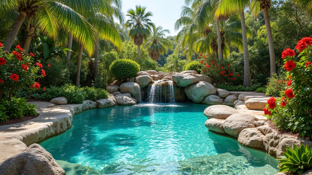 20 Outdoor Pool Design Ideas for Open-Air Relaxation tropical paradise backyard oasis