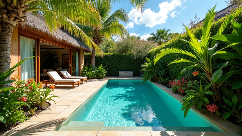 18 Plunge Pool Ideas for Small Yards With Big Impact tropical paradise backyard oasis
