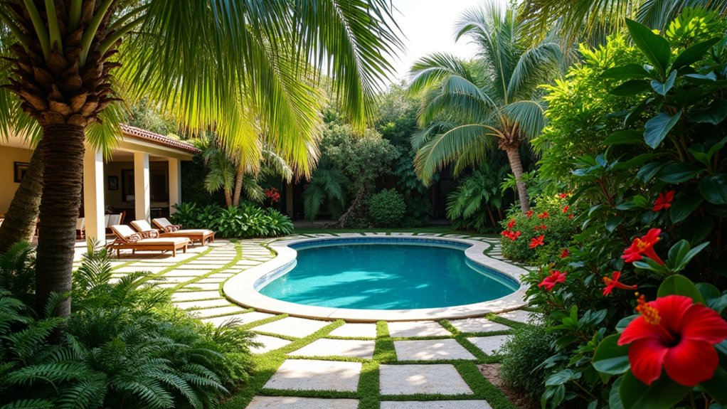 18 Creative Oval Above Ground Landscaping Ideas That Break the Mold tropical paradise backyard retreat