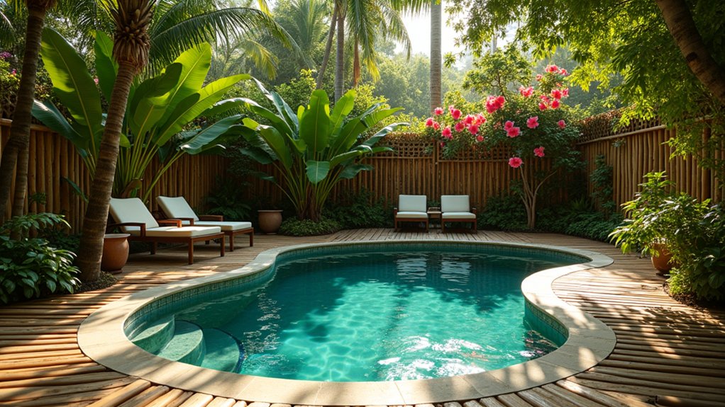 23 Creative Above Ground Pool Deck Small Yard Solutions That Work tropical paradise pool deck