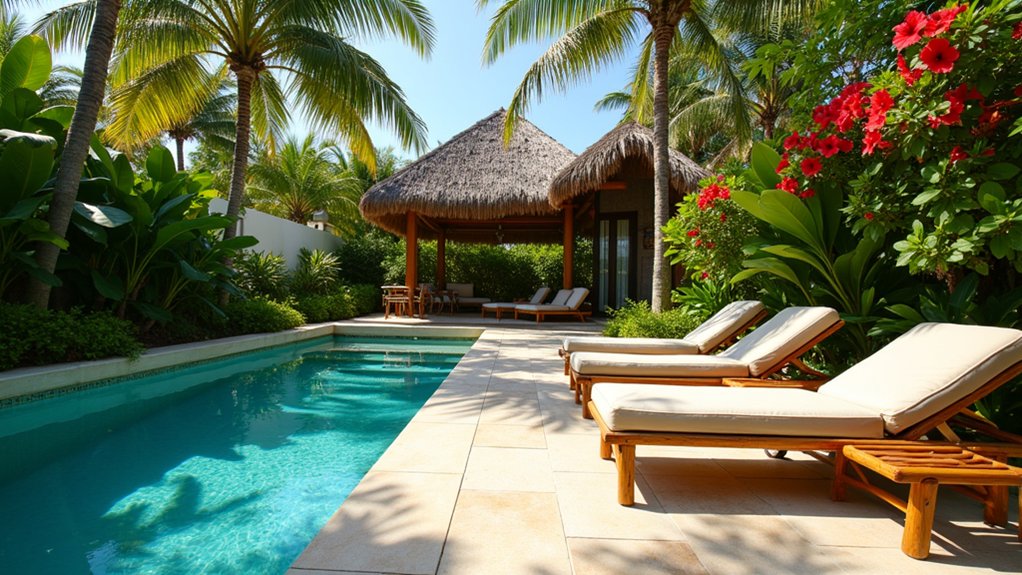 19 Charming Pool Deck With Gazebo Ideas for a Backyard Escape tropical paradise relaxation awaits