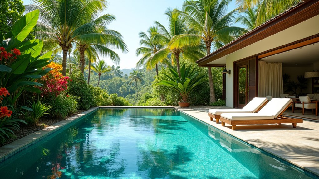 18 Exotic Pool Landscaping With Palm Trees That Scream Vacation Vibes tropical paradise with pool
