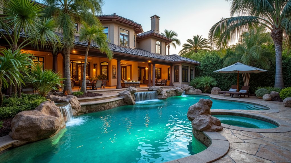 18 Pool Ideas With Hot Tub Features for Total Relaxation tropical paradise with spa