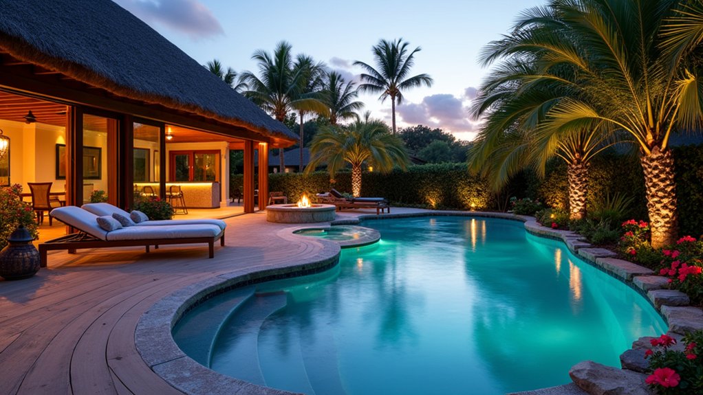 21 Smart Above Ground Pool Deck Ideas Attached to House Designs That Flow tropical pool deck paradise