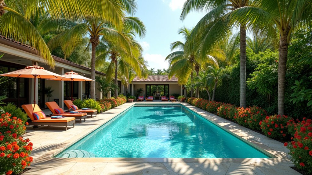 tropical poolside palm aesthetics