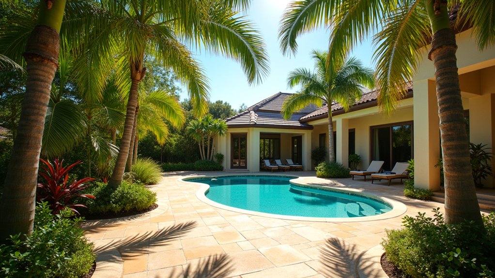 23 Smart Pool Landscaping With Pavers That Upgrade Your Walkways tropical sandstone backyard oasis