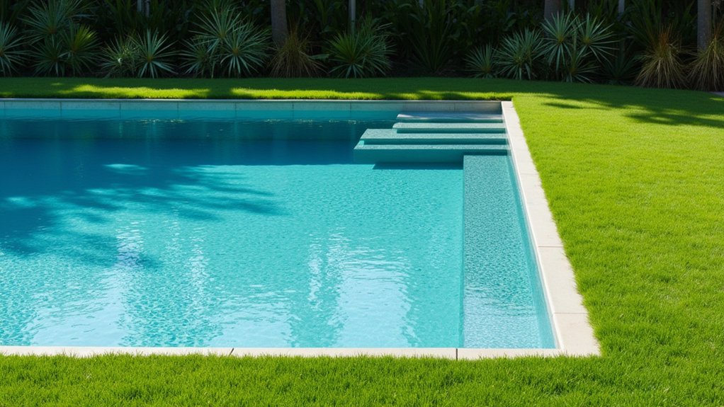 23 Fresh Pool Landscaping With Turf for a Lush, Low-Maintenance Look turf bordering for pool safety