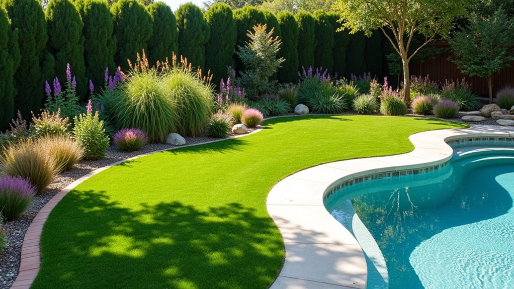 23 Fresh Pool Landscaping With Turf for a Lush, Low-Maintenance Look turf garden beds aesthetic