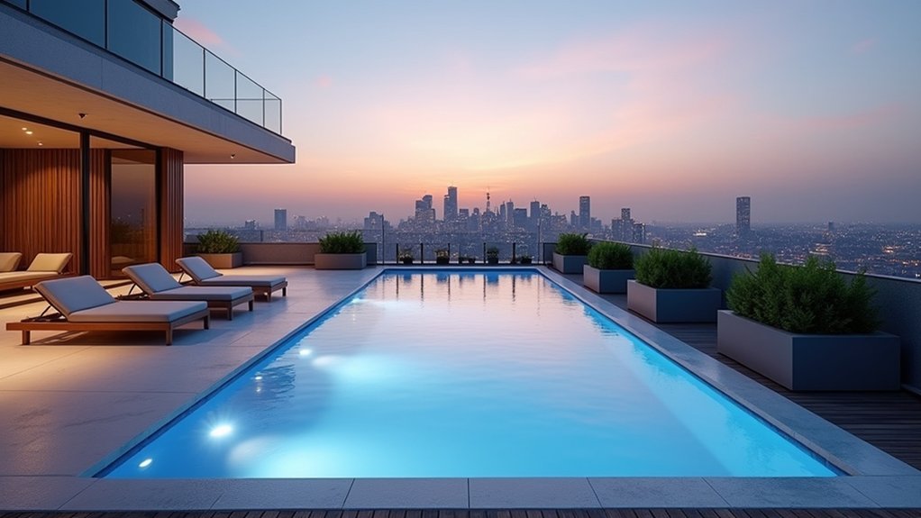 18 Rectangular Pool Design Ideas That Are Clean and Classic urban luxurious rooftop escape