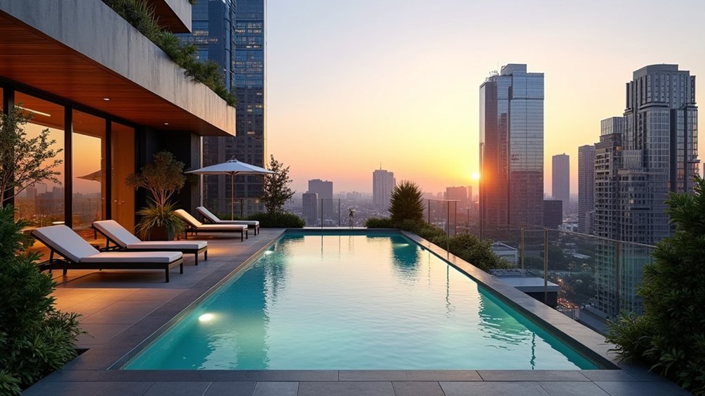 15 Infinity Pool Design Ideas for Jaw-Dropping Landscapes urban luxury rooftop oasis