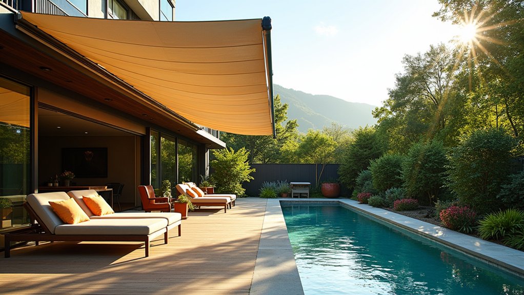 21 Clever Pool Deck Shade Ideas for Cool Summer Days versatile retractable pool awnings