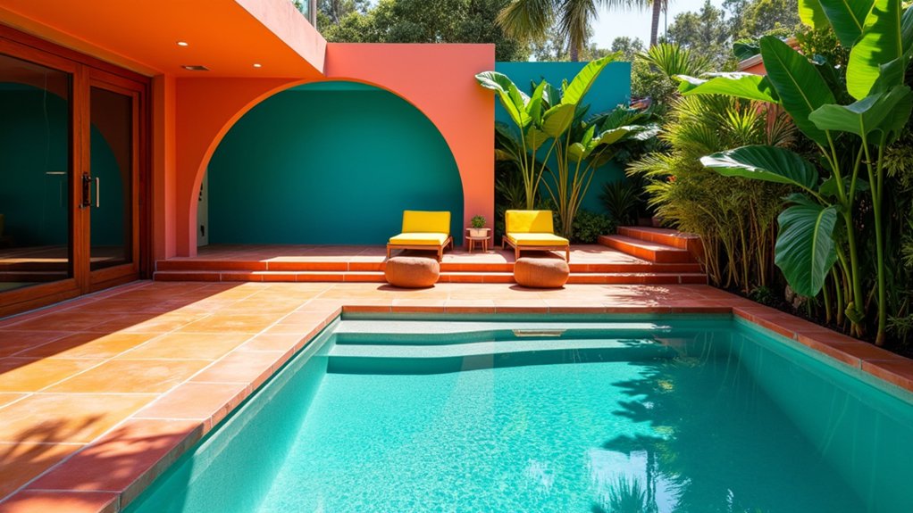 23 Fresh Pool Deck Renovation Ideas That Completely Transform Your Yard vibrant color palette choices