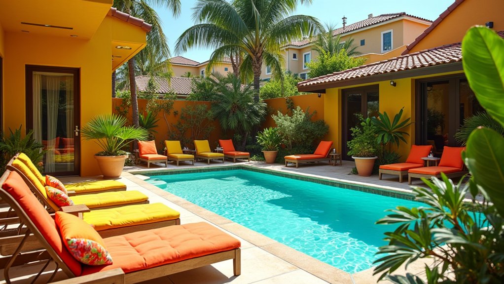 19 Fun Pool Deck Decorating Ideas to Add Personality to Your Space vibrant colorful poolside decor