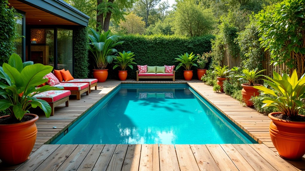 18 Budget-Savvy Stock Tank Pool Landscape Ideas That Pack a Punch vibrant colors energize outdoor space
