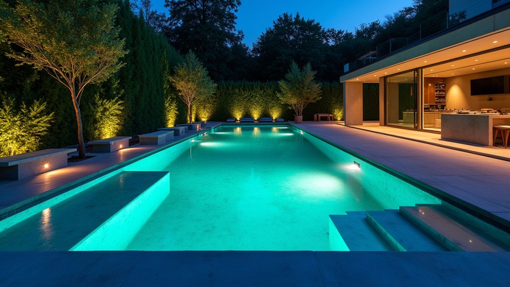 23 Concrete Pool Design Ideas That Blend Form and Function vibrant customizable pool lighting
