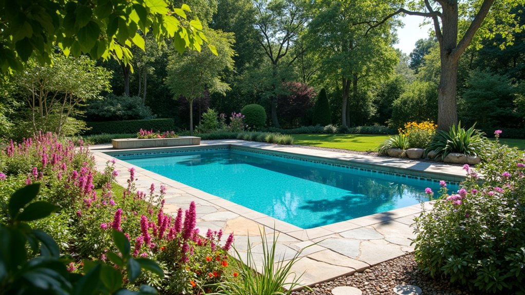 15 Affordable Above Ground Pool Landscaping Ideas for a Fresh Look vibrant flower border creation
