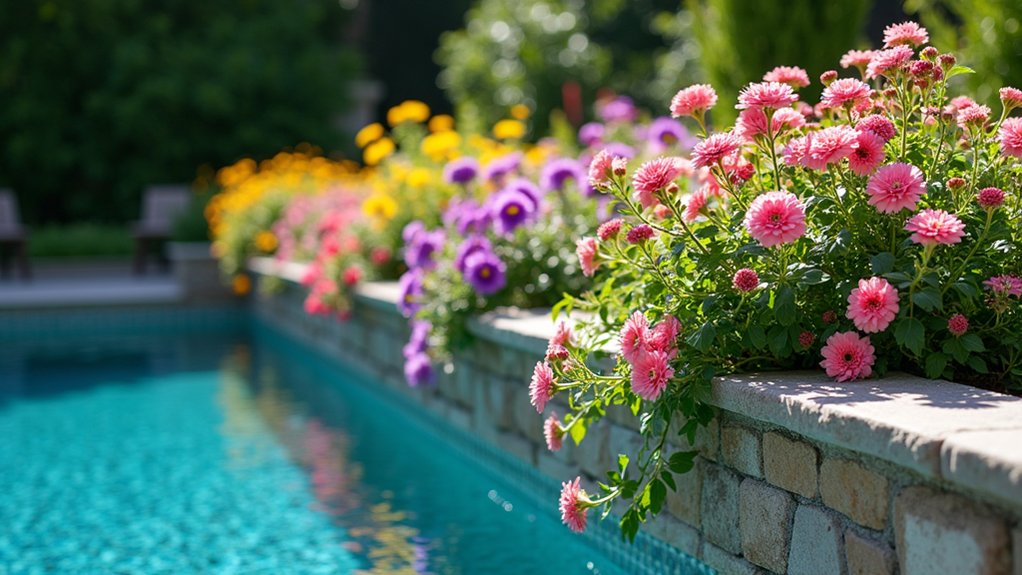 20 Vibrant Pool Landscaping With Flowers to Add Color and Charm vibrant flowers enhance pools