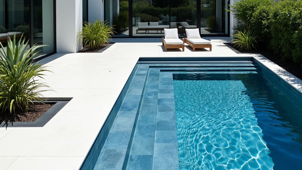 23 Striking Modern Pool Deck Ideas for a Sleek Backyard Finish vibrant geometric pool deck