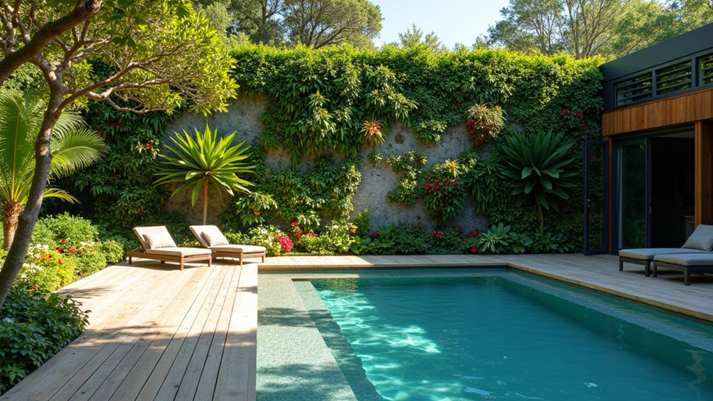 23 Smart Pool Deck Privacy Ideas That Still Feel Open vibrant greenery for privacy