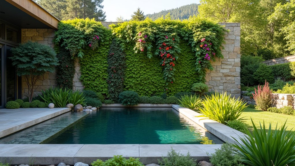 15 Organic Natural Pool Landscaping Ideas That Blend With Nature vibrant living wall sanctuary