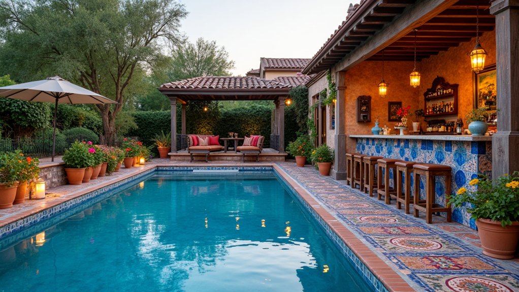 21 Fun Pool Deck With Bar Ideas That Bring the Party Outdoors vibrant mediterranean pool tiles