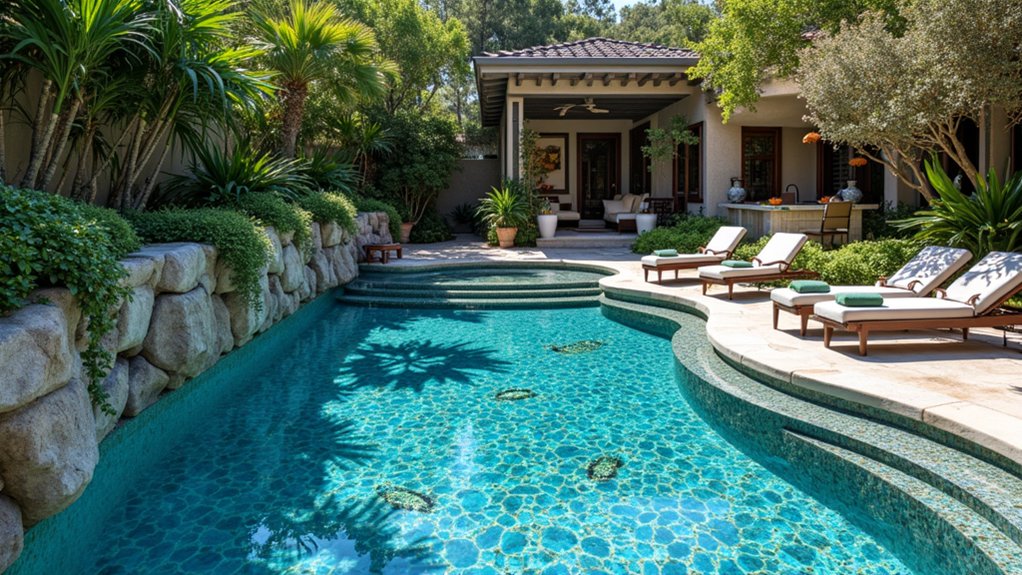 20 Contemporary Pool Design Ideas for Stylish Homes vibrant mosaic pool designs