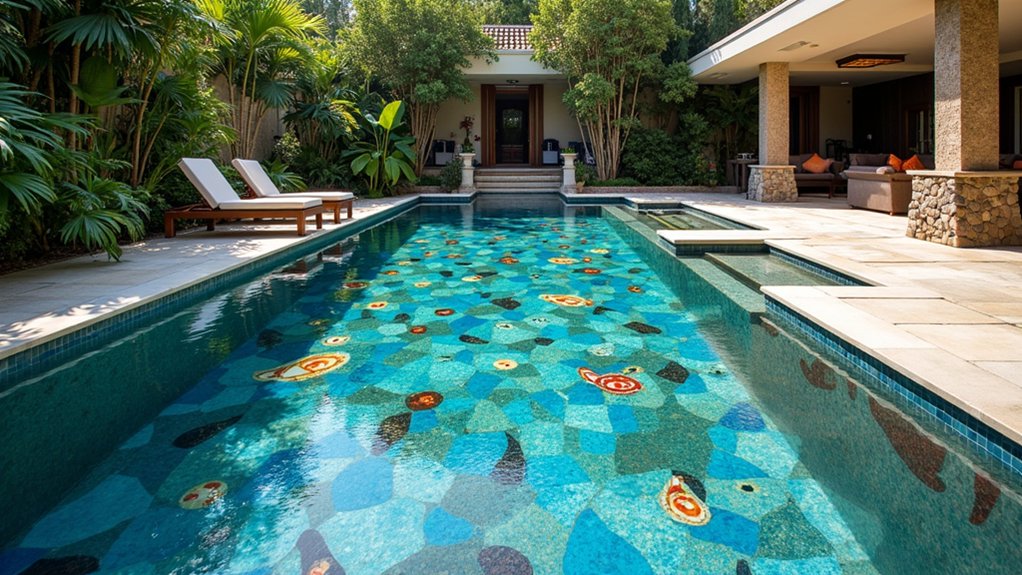 15 Unique Pool Design Ideas to Inspire One-of-a-Kind Spaces vibrant personalized mosaic tiles