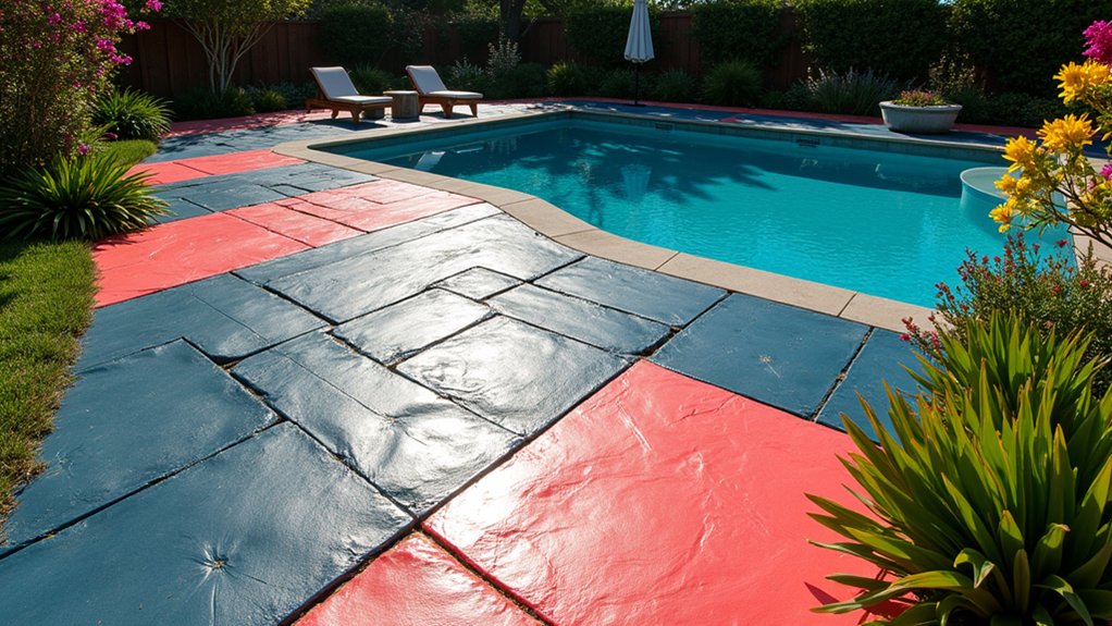 23 Smart Pool Landscaping With Pavers That Upgrade Your Walkways vibrant poolside color combinations