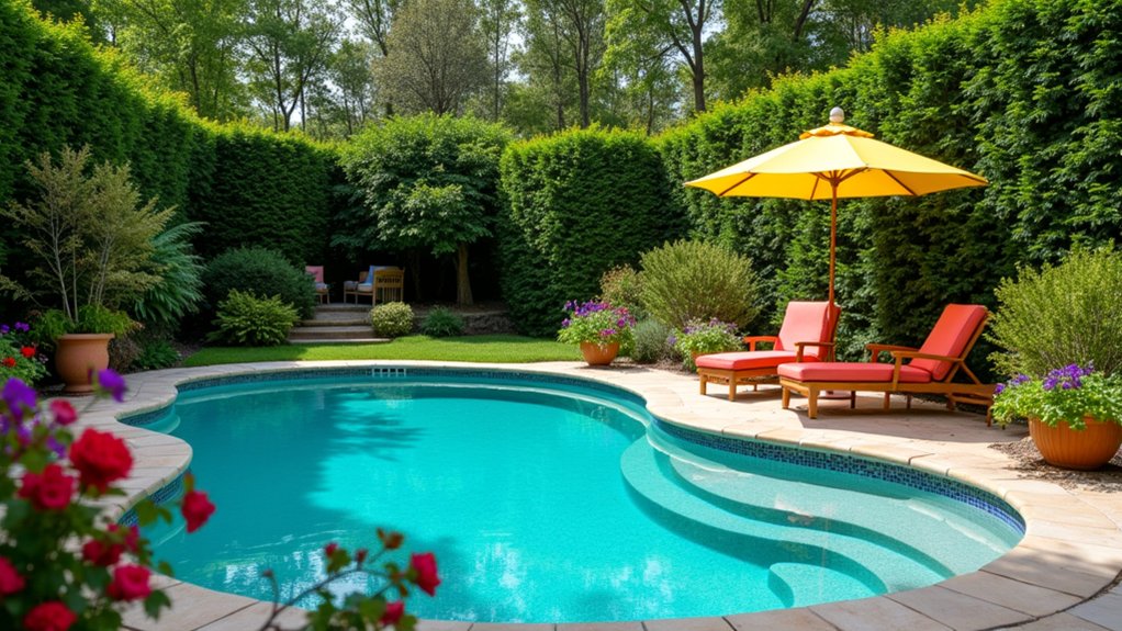 15 Affordable Above Ground Pool Landscaping Ideas for a Fresh Look vibrant poolside furniture ideas