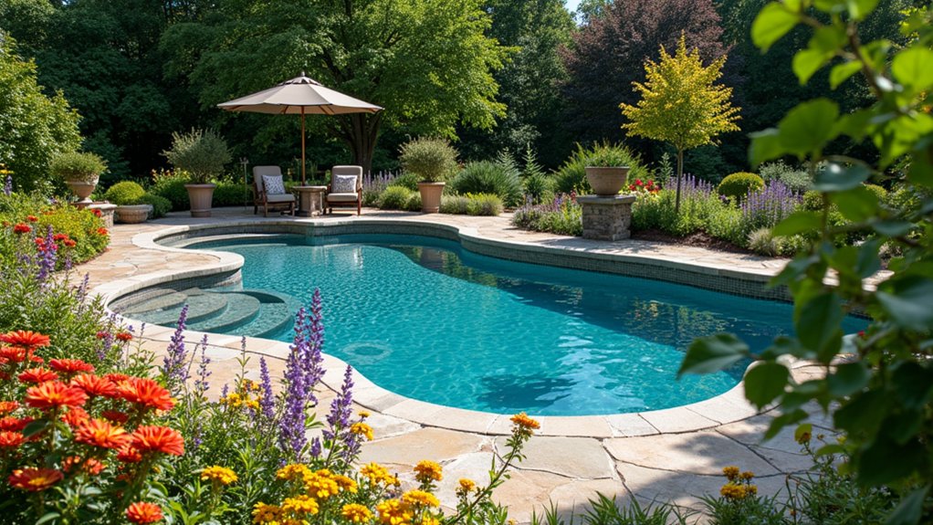 20 Vibrant Pool Landscaping With Flowers to Add Color and Charm vibrant poolside ground covers