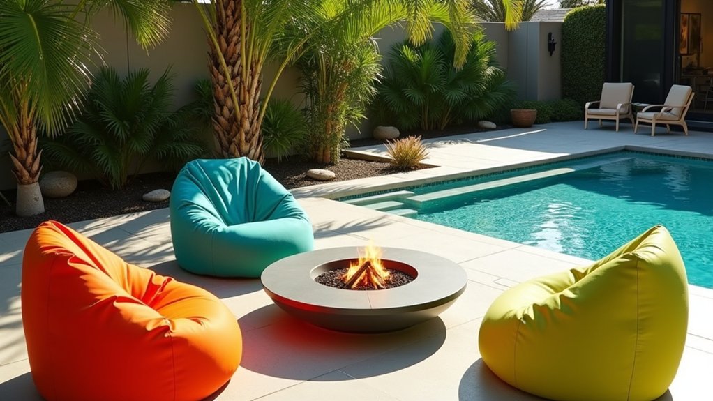17 Fresh Pool Deck Furniture Ideas to Complete Your Outdoor Setup vibrant poolside relaxation furniture