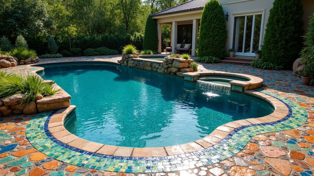 23 Smart Pool Landscaping With Pavers That Upgrade Your Walkways vibrant tiles unique pathways