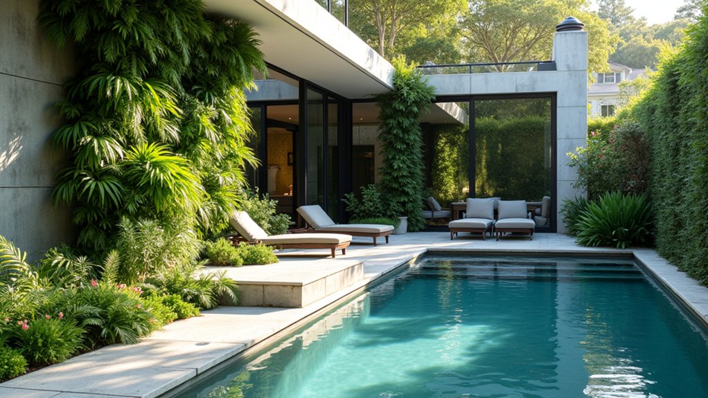20 Elegant Pool Landscaping Design Ideas That Feel Effortless vibrant vertical garden oasis