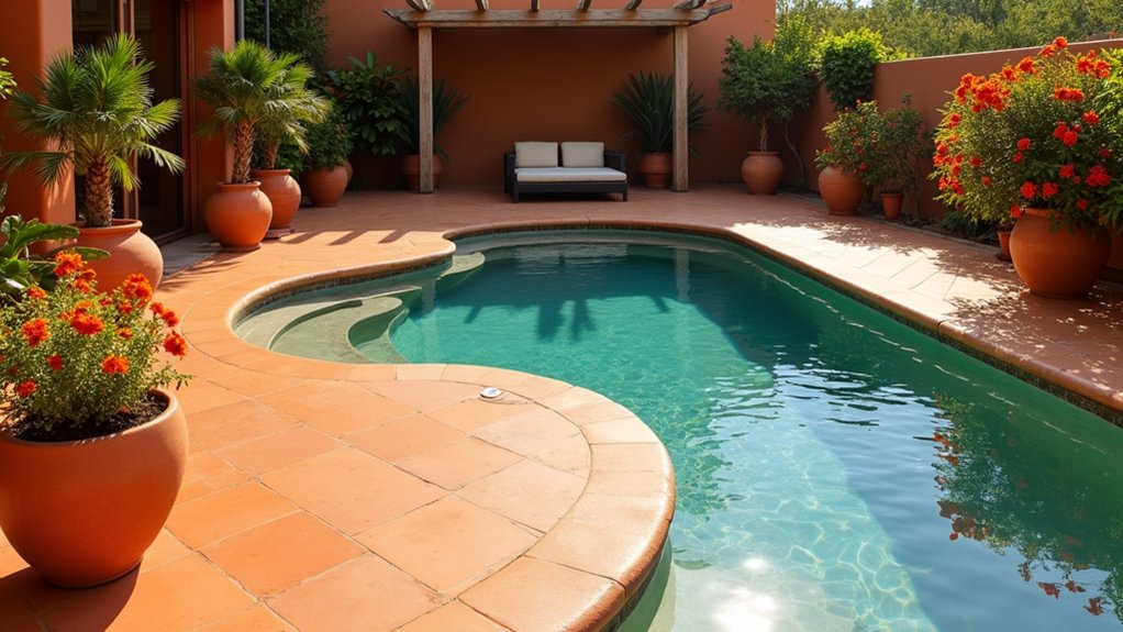 19 Trendy Pool Deck Paint Colors That Set the Mood warm rustic pool deck
