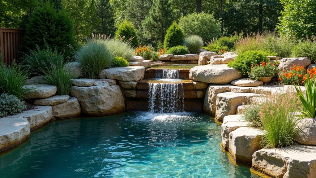 23 Natural Pool Design Ideas That Embrace Organic Beauty waterfall creates tranquil oasis