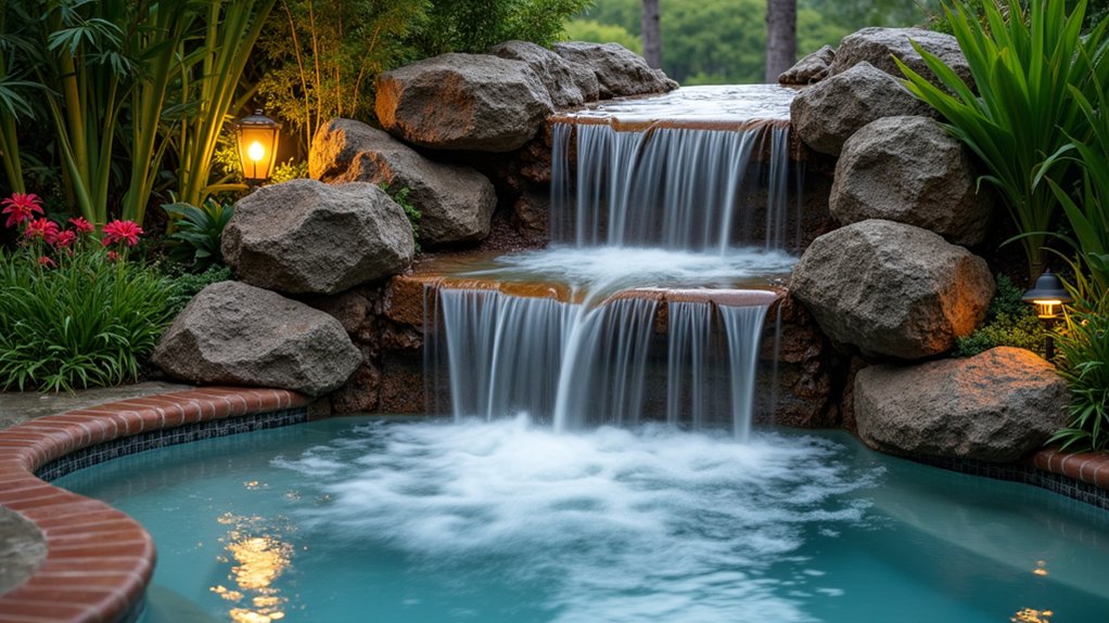 15 Fun Pool Ideas With Jacuzzi Vibes for Ultimate Comfort waterfall jacuzzi relaxation oasis