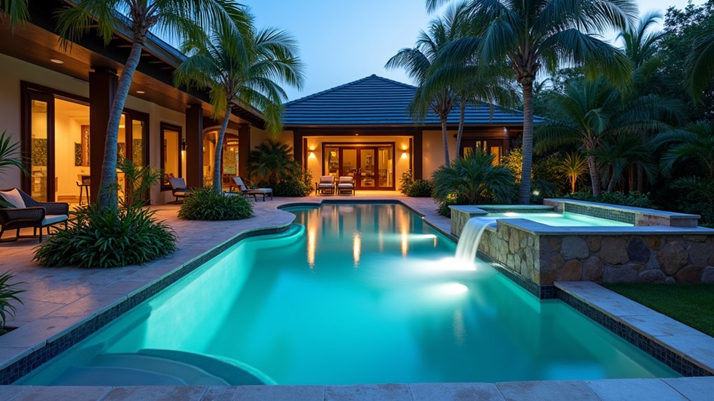 18 Pool Design Ideas With Spa Features for True Luxury waterfall spa backyard oasis