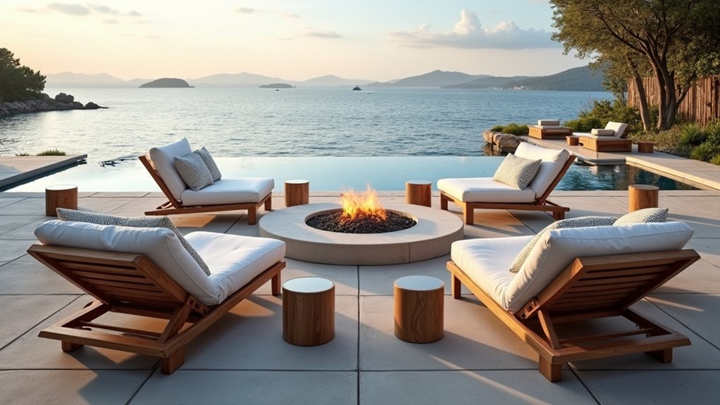 19 Functional Pool Deck Furniture Layout Designs That Maximize Comfort waterfront lounge arrangement design