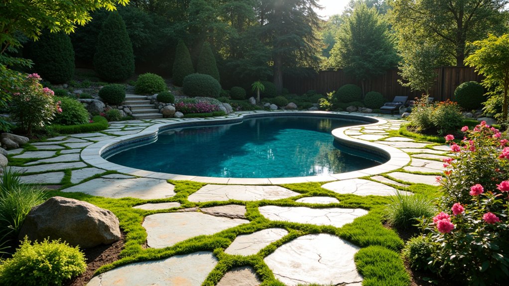 18 Stylish Above Ground Pool Landscaping Designs That Impress Instantly whimsical artistic pathway exploration